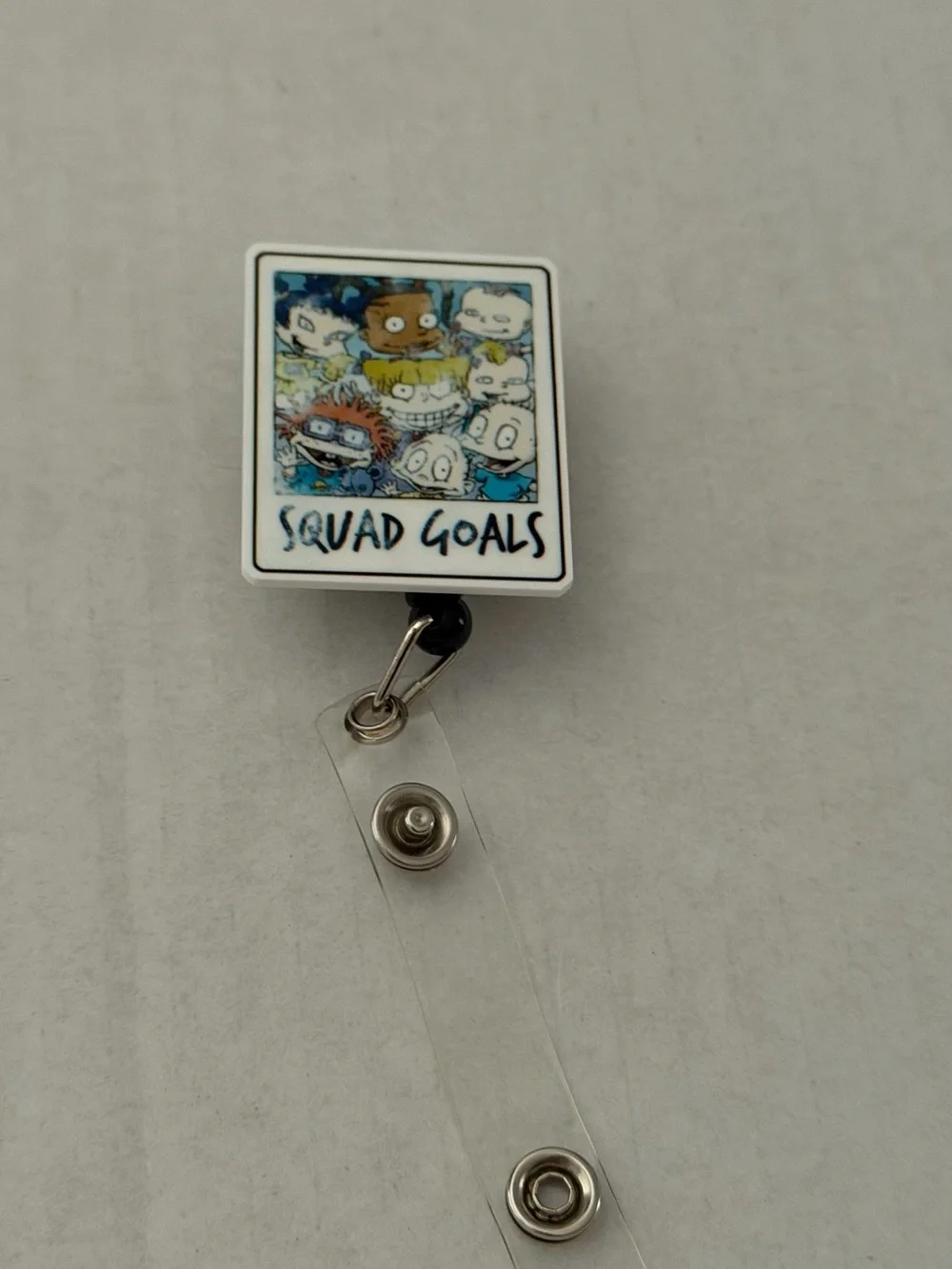 Squad Goals Cartoon Badge Reel ID Holder - White
